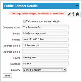 Company billing details widget